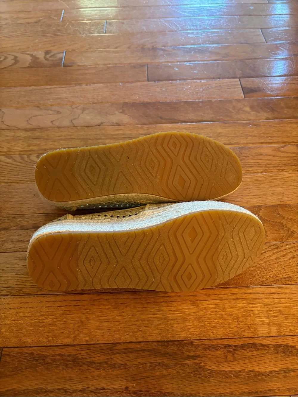 TOMS Women's Valencia Platform Woven Espadrille — Metallic champagne size 8